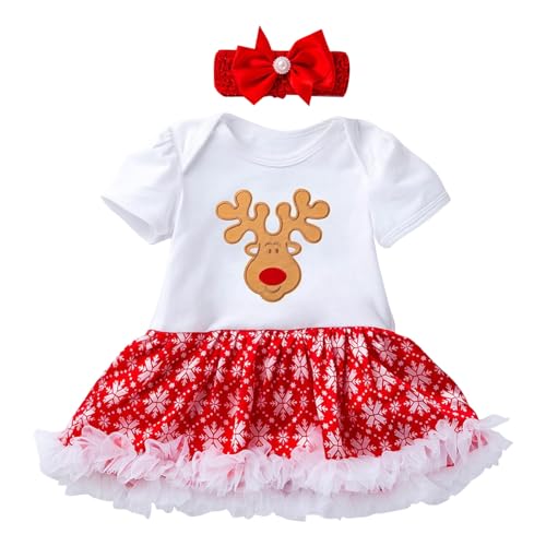 Sunfashion Weihnachten Baby,Jungen Mädchen Langarm Weihnachten Outfits Reh Kostüm Kinde Baby Strampler Junge Weihnachtsoutfit Kleid Kinder Mädchen Weihnachtliche Kleidung von Sunfashion