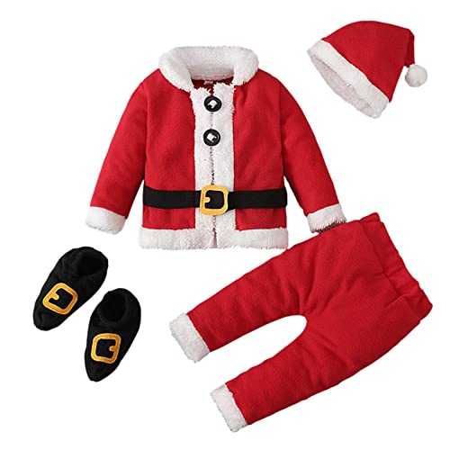 Sunfashion Weihnachten Kostüm Baby Kleidung Mädchen Jungen 0-6 Monate, Baby Overall Winter, Christmas Santa Elf Babykleidung Strampler, Grün Walkoverall Outfit, Neugeborenen Geschenk Set von Sunfashion