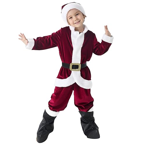 Sunfashion Weihnachtsoutfit Kleinkind Weihnachtsmann Kostüm Set Weihnachtsfeier Cosplay Kleid Und Hut Set Für Kinder Babys von Sunfashion