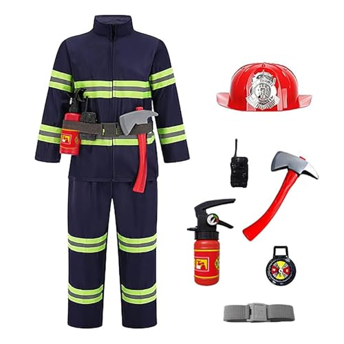 Sunfashion feuerwehr helm kinder,Cosplay Set 8 Teiliges kostüm feuerwehrmann feuerwehrhelm kinder 3 jahre faschingskostüme kinder junge Kinderkostüme Karneval Fasching Mottoparty von Sunfashion