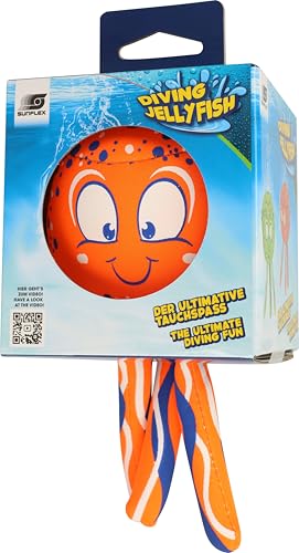 Sunflex® Diving Jellyfish Orange | Neopren Tauchspielzeug für Kinder & Erwachsene | Schnellsinkendes Wasserspielzeug für Pool, Schwimmbad & Meer | Fördert Tauchtechnik & Reaktionsgeschwindigkeit von Sunflex