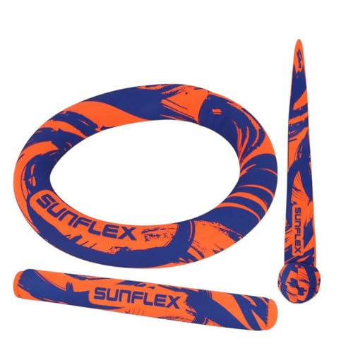 Sunflex® Diving Set Funky Scribble | Stehen senkrecht im Wasser | Neopren Tauchring, Tauchstab, Tauchball & lässt Sich gut greifen | farbenfrohes Wasser- & Tauchspielzeug | für Jede Altersgruppe von Sunflex