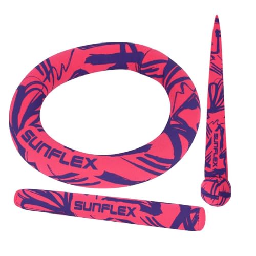 Sunflex® Diving Set Funky Strokes | Stehen senkrecht im Wasser | Neopren Tauchring, Tauchstab, Tauchball & lässt Sich gut greifen | farbenfrohes Wasser- & Tauchspielzeug | für Jede Altersgruppe von Sunflex