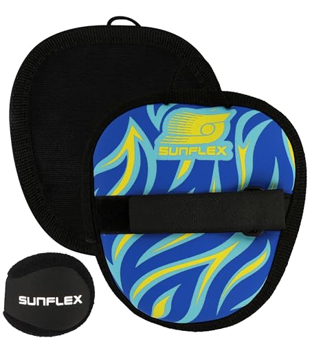 Sunflex® Neopren Mini Sure Catch Set Flames Blurefire mit Zwei Schlägern und einem Ball in schwarz | Klettballspiel weich und leicht | extrem robust und langlebig von Sunflex