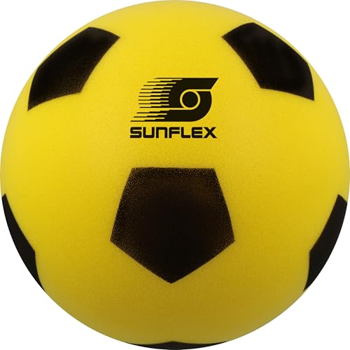 Sunflex Softfußball Gelb | Schaumstoff Fußball für Indoor und Outdoor | Softfußball 20cm | Softball für Kinder ab 36 Monaten | Schaumstoffball drinnen und draußen von Sunflex