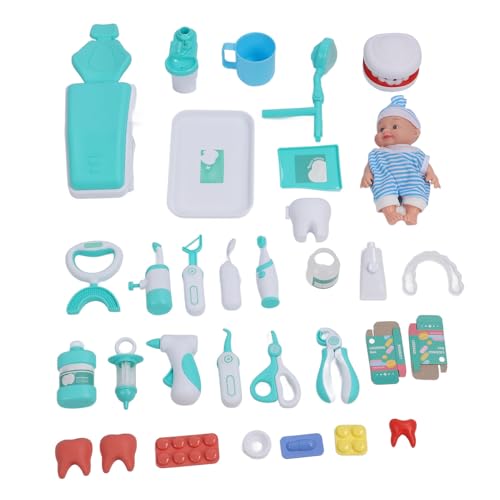 Juego de juguetes de dentista Sunicon para niños pequeños Con luz Musical, accesorios para dientes realistas, Kit médico de simulación, juguetes para niños, juego Dental (Green) von Sunicon