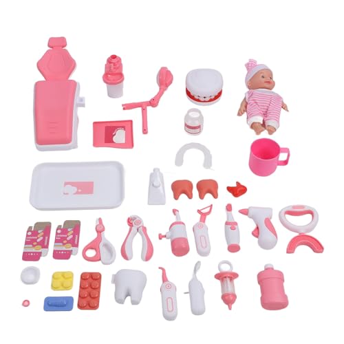 Juego de juguetes de dentista Sunicon para niños pequeños Con luz Musical, accesorios para dientes realistas, Kit médico de simulación, juguetes para niños, juego Dental (pink) von Sunicon