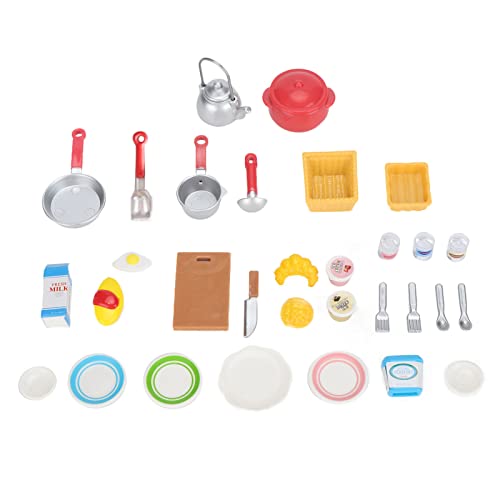 Sunicon 25 Pcs Miniature Dollhouse Accessories, 1:12 Scale Miniature Cookware for Dollhouse Kitchen Cutting Board Bread Basket Egg Milk Ice Creams for Doll Kitchen Scene (31-Piece Set) von Sunicon