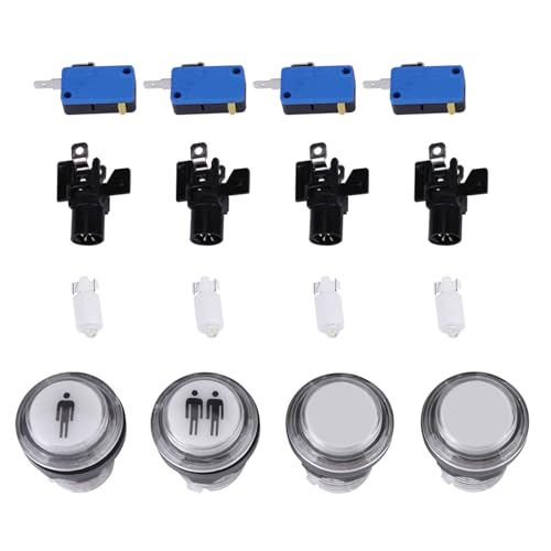 Sunicon 4 x LED -Start -Druck -Kit, Teil 1 Player + 2 Spieler + LED -Tasten DIY -Druckknöpfe Player Single Double für Maschinenspiele, Coinn -Tasten kompatible Arkaden Videospiele von Sunicon