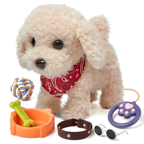 Sunicon Dog Toys, Walking Barking Wagging Electronic Interactive Stuffed Puppy Toy with Collar and Accessories Dog Leash Voice Touch Control Stuffed Gift for 3+ Year Old Kids von Sunicon