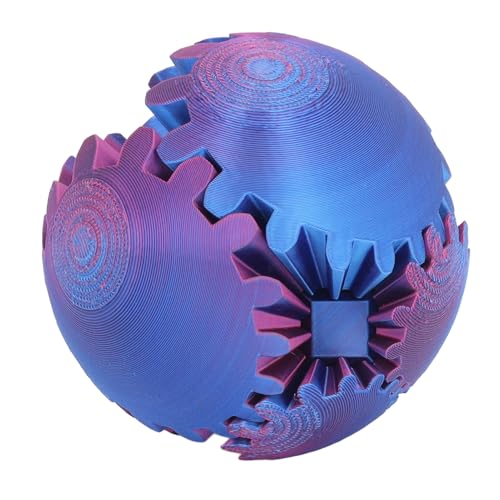 Sunicon Gear Ball, 3D Printed Gear Ball Spin Ball Gear Sphere or Cube Fidget Toy, 3D Printed Cube Desk Toy for Stress and Anxiety Relaxing (Purple) von Sunicon