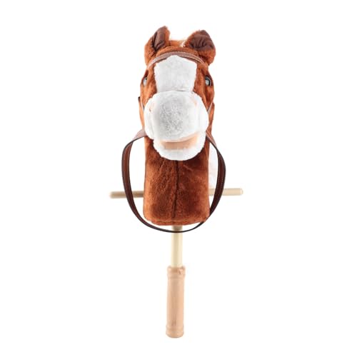 Sunicon Horse Stick Toy Plush Soft Cartoon Look Sound Effect Horse Head Stick Toy with Wheels and Thickened Handle for Kids Toddlers (Coffee) von Sunicon