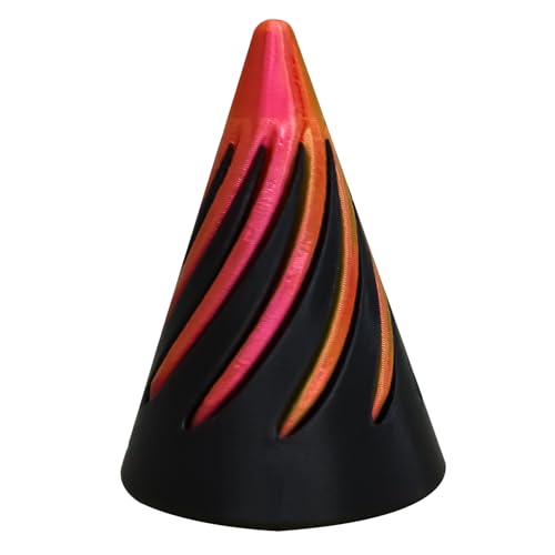 Sunicon Impossible Cone Stress entspannende Angstlinderung Desktop-Dekoration 3D-gedruckte Pyramiden-Passthrough-Skulptur für Büro, Schule, Zuhause (Black and Red) von Sunicon