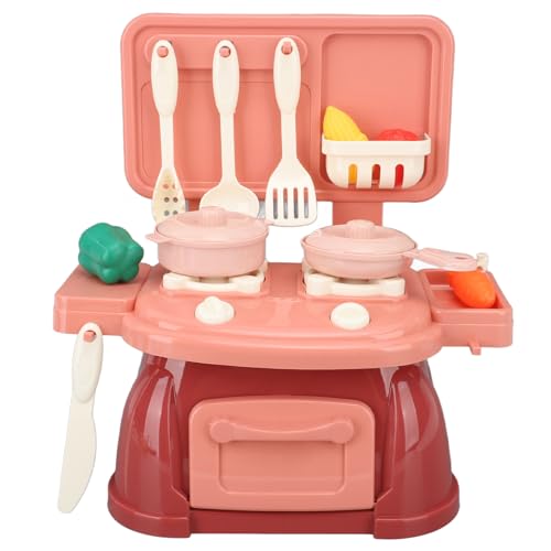 Sunicon Kinder-Spielküchen-Set, Kleinkind-Küchen-Spielset, realistisches Kochen, Kochherd mit Dampf-Spielspüle, Spiel-Essensspielzeug und Küchenzubehör, Geschenke für Kleinkinder, (Red) von Sunicon