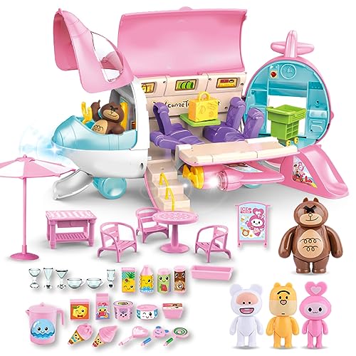 Sunicon Play Kitchen Accessories, Mini Airliner Model Kitchen Toy Set Play Food Sets for Kids Kitchen Playset Cartoon Cute Kitchen Accessories Toy Set for Girls Toddlers Kids (Pink Boxed) von Sunicon