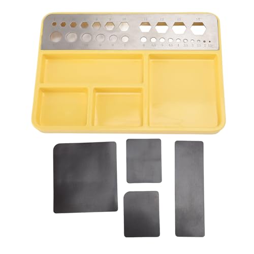 Sunicon RC-Schraubenablage, tragbare professionelle magnetische Edelstahlplatte, schlagfester Kunststoff, magnetische Schraubenablage, RC-Reparaturwerkzeugablage für Auto-, (Yellow) von Sunicon