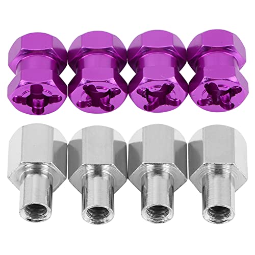 Sunicon Sechskantadapter, 4 Stück 12 mm RC-Aluminium-Sechskant-Radnaben-Metalladapter für D90 AX10 CC01 SCX10 F350 RC-Fernbedienungs-Crawler (15MM Purple) von Sunicon