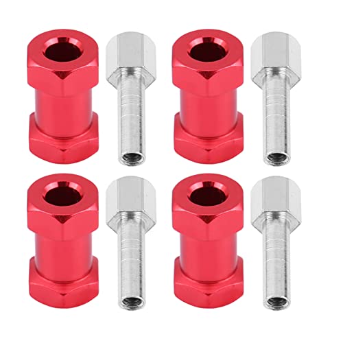 Sunicon Sechskantadapter, 4 Stück 12 mm RC-Aluminium-Sechskant-Radnaben-Metalladapter für D90 AX10 CC01 SCX10 F350 RC-Fernbedienungs-Crawler (20mm red) von Sunicon