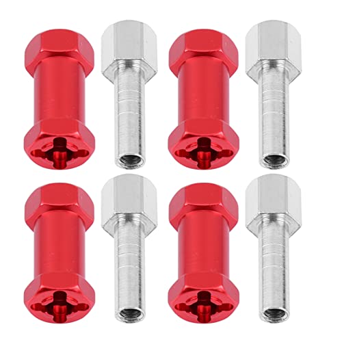 Sunicon Sechskantadapter, 4 Stück 12 mm RC-Aluminium-Sechskant-Radnaben-Metalladapter für D90 AX10 CC01 SCX10 F350 RC-Fernbedienungs-Crawler (25MM red) von Sunicon