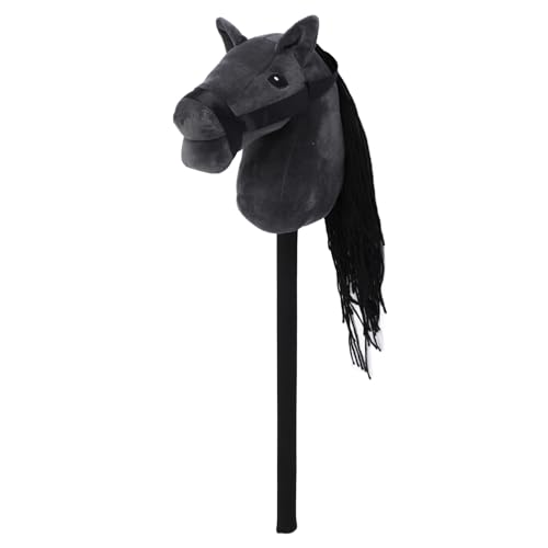 Sunicon Stick Horse Plüschtier mit Musikknopf, 70 cm, handgefertigtes Hobbypferd, weiches, bequemes Pferdekopfspielzeug, echtes Pony, wiehernde und galoppierende Geräusche für (Black) von Sunicon