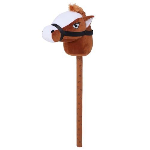 Sunicon Stick Horse Plüschtier mit Musikknopf, 70 cm, handgefertigtes Hobbypferd, weiches, bequemes Pferdekopfspielzeug, echtes Pony, wiehernde und galoppierende Geräusche für (Brown) von Sunicon