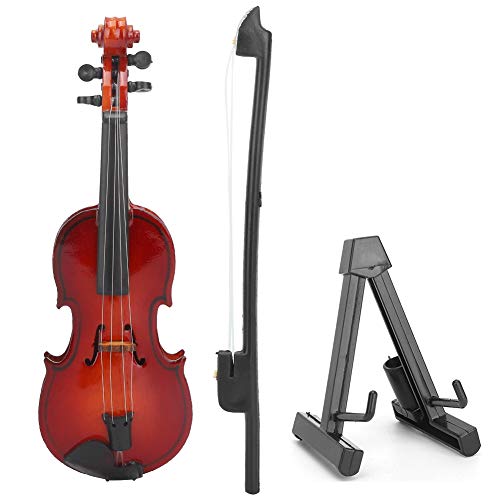 1/6 Violinmodell, Miniatur-Puppenhaus-Dekorationsspielzeug, Simulierte Violine mit Sockel, Ordentliche Oberfläche, Geeignet für 1/6 Puppenhaus (10 cm [Wird mit Kunstlederbox + von Sunisfa