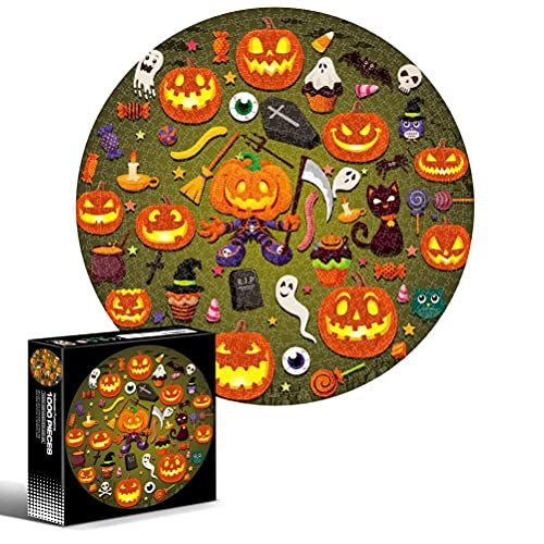 1000-teiliges Halloween-Puzzle, Lernspielzeug mit Exquisiten Mustern und Erwachsene, Geeignet Familienfreizeit, Papier, Durchmesser 65 cm (22/22/5) von Sunisfa