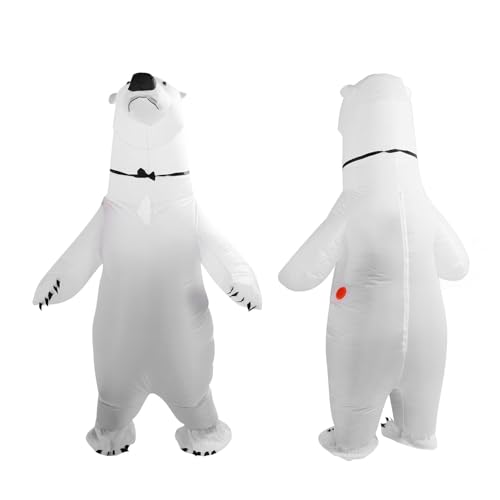 Aufblasbares Eisbär-Kostüm, Leicht, Tragen Sie EIN Lustiges Aufblasbares Tier-Outfit für Halloween, Cosplay, Geeignet für Erwachsene, 190 cm Höhe, 90T Polyester-Material von Sunisfa