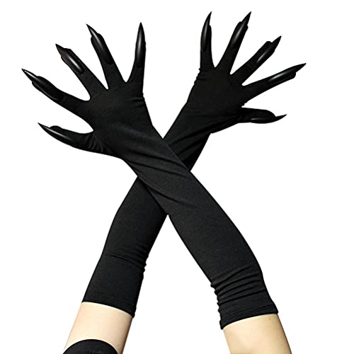 Halloween-Klauenhandschuhe, Lange Schwarze Monsterpfoten- mit Gruseligen Langen Nägeln, Lustige Geister-Cosplay-Kostüm-, Verkleidung (2) von Sunisfa