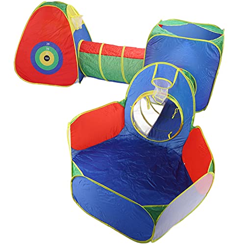 Kinderspielzelt-Set, Tragbarer, Faltbarer Krabbeltunnel, Spielhaus für Drinnen und Draußen, für, Spielzelt mit Tunnel, aus Stoff, 270 X 260 X 85 cm von Sunisfa