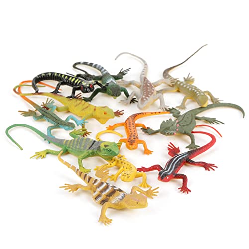 Spielzeugeidechsen und Molche Spielzeugeidechse 14×11×4 12-teiliges Set Bunte Simulierte Eidechsenmodelle Kinder Tierspielzeug Lehr-Requisiten Werkzeuge von Sunisfa