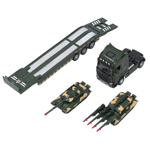 Sunisfa 1:32 Militär-LKW-Modellspielzeug, Realistisches Transportfahrzeug aus Legierung für, Multifunktionales Design, Pädagogisches, Robustes Legierungsmaterial, LR44-Knopfbatterie X3 von Sunisfa