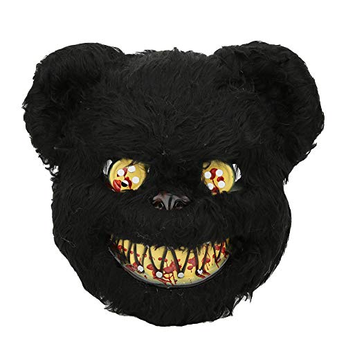 Sunisfa Halloween Blutige Teddybär-Maske, Cosplay-Requisiten, Lustige Trick-Spielzeuge, Halloween-Dekoration (Schwarzbärenmaske) von Sunisfa