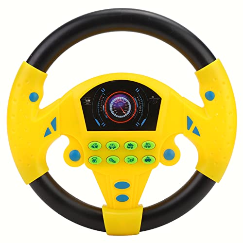 Sunisfa Simulierter Fahrcontroller Tragbares Kinderlenkradspielzeug Babypädagogisches Copilot-Lenkradmusik Intelligentes Spielzeug (Gelb) von Sunisfa