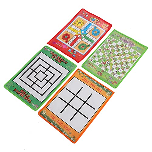 Sunisfa Snake and Ladder Kids Nine Men's Morris Tragbares Fliegendes Schach-Ludo-Brett Familienspiele 4-in-1-Set, Familienspiele Kinder und Erwachsene von Sunisfa