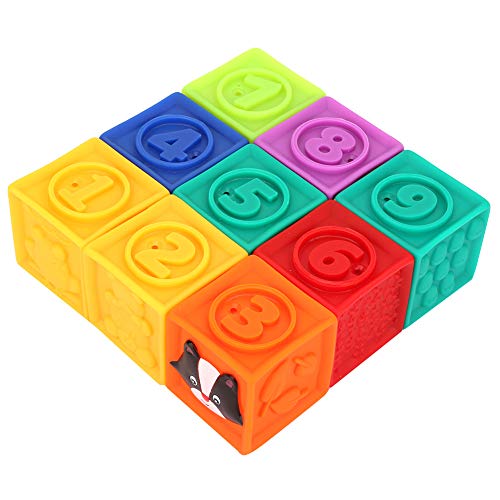 Weiche Bausteine ​​für Kleinkinder, Spielset, 9 Spielzeugblöcke, Ungiftiges PVC, Bunt, Geräusche Erzeugend, Fantasievolle Entwicklung von Sunisfa