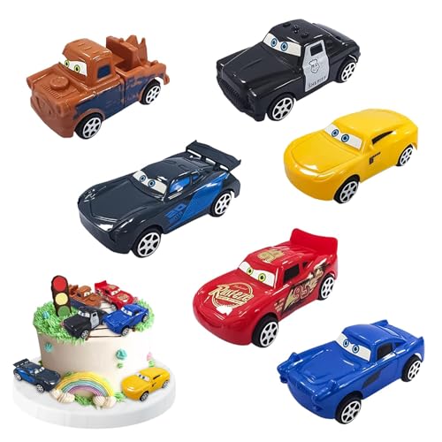 6 Stück Kinderidee Spielfahrzeuge Cars Cupcake Topper,Cars Tortendeko Kinder Für Kinder Party Geburtstag Kuchen Dekoration Party Supplies von Sunknight