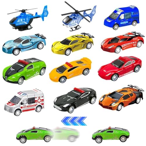 Auto Spielzeug Set, 12 Stück Kinder Spielzeug Fahrzeuge, Mini Rennauto Set, Mini Spielzeug Autos, Kunststoffe Fahrzeuge Spielzeug, Mini Die Cast Spielzeugautos Set, für Kinder ab 3 Jahren von Sunknight