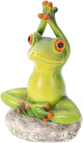 Frösche Deko Bringt Viel Glück, Frosch Statue Harz Yoga Frosch Kunstharz Frosch-Statue, Yoga Tier Deko, lustige niedliche Dekoration für Zuhause, Schreibtisch, Badezimmer von Sunknight