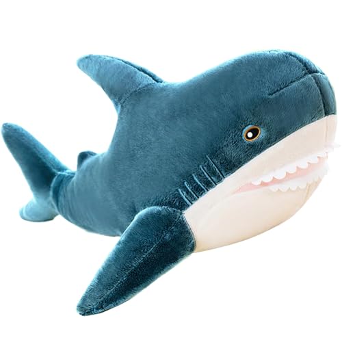 Sunknight Riesenhai Plüsch Kissen Stofftier Gefüllte Blauhai Tier Kissen Bequemes Schlafkissen Rückenkissen Puppe Geschenk für Kinder (Blue, 60cm/23.62inch) von Sunknight