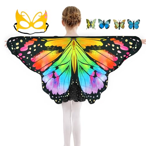 Sunlisky schmetterling kostüm kinder Schmetterlingskostüm Mädchen 3er-Set (Cape, Maske und Haarnadeln) kostüm schmetterling kinder von Sunlisky