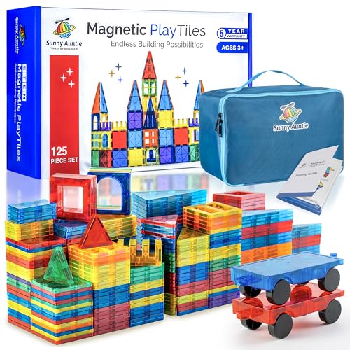 Sunny Auntie Magnetic Tiles for Kids & Toddlers, Toy for 3 4 5 6 7 8 Year Old Boys & Girls, Gift Box (Set of 125) von Sunny Auntie