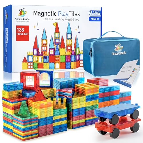 Sunny Auntie Magnetic Tiles 138 PCS, Magnetic Tiles for Kids & Toddlers, Toy for 3 4 5 6 7 8 Year Old Boys & Girls, Gift Box von Sunny Auntie