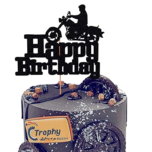 Tortenaufsatz Motorrad Roller Cupcake Topper Harley Happy Birthday Cake Topper für Mann Geburtstag Party oder Jungen Geburtstag (schwarz) von DOGNNAK