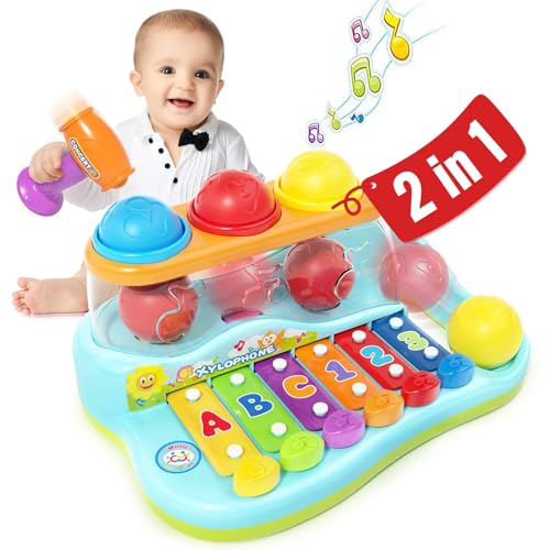 Spielzeug ab 1 Jahr Junge - Hammerspiel und Xylophon Kinder 1 Jahr, Geschenk 1 Jahr Junge Mädchen, Baby Musikspielzeug für Kinder 12 Monate, Sinnvolle Geschenke Baby 1 Jahr von SunnyPal