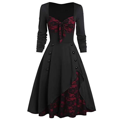 Sunnyuk Halloween Kostüm Damen Medieval Dress Große Abendkleid Renaissance Kostüm Mittelalter Kleidung Damen Piratenkostüm Gothic Kostüm Barock Mittelalter Kostüm Größen Cosplay von Sunnyuk