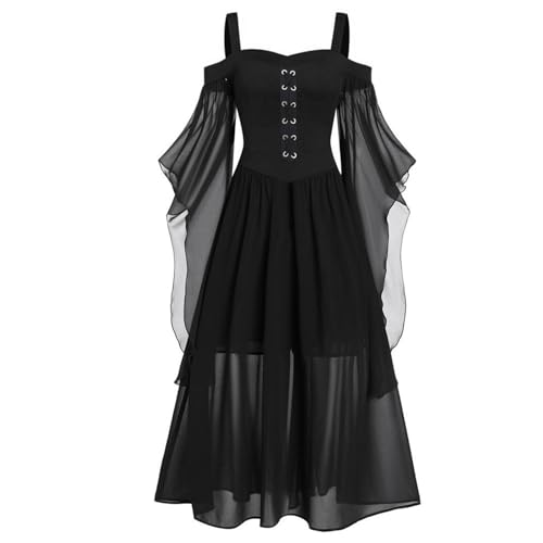 Sunnyuk Halloween Kostüm Damen Mittelalter Kleidung Damen Weiß/schwarz Hexenkleid Ballkleid Mittelalter Kleidung Piratenkostüm Gothic Kostüm Rokoko Mittelalter Kleid Barock Party von Sunnyuk