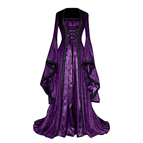 Sunnyuk Halloween Kostüm Damen Mittelalter Kostüm Barock Hexenkostüm Renaissance Kostüm Mittelalter Kleid Helloween Kostüme Königin Kleider Weiß/schwarz Medieval Dress Rokoko Karneval von Sunnyuk