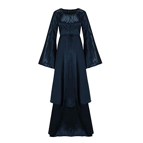 Sunnyuk Halloween Kostüm Damen Mittelalter Kostüm Große Trägerkleid Wikinger Kostüm Mittelalter Kleid Ballkleid Hexenkostüm Weiß/schwarz Mittelalter Kleidung Damen Größen Maskerade von Sunnyuk