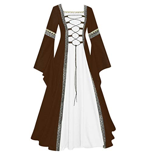 Sunnyuk Mittelalterkleid Damen Mittelalter Kleidung Barock Hexenkostüm Wikingerkleid Medieval Dress Wikinger Kostüm Gothic Kleid Rokoko Mittelalter Kleid Größen Cosplay von Sunnyuk